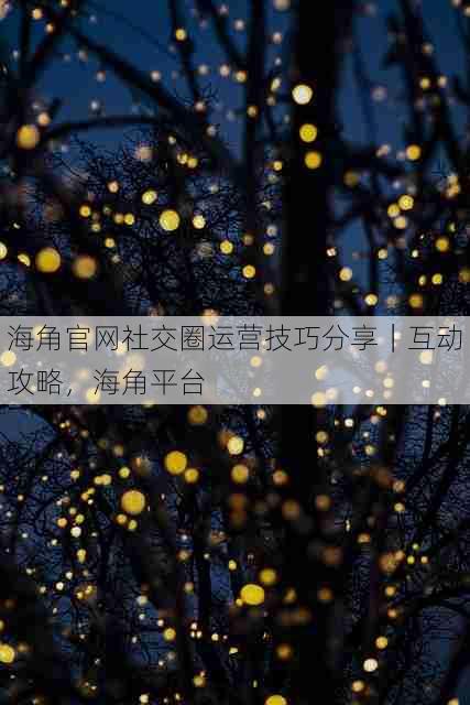 海角官网社交圈运营技巧分享|互动攻略,海角平台